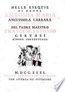 Nelle esequie di donna Antonia Maria Anguissola Carrara orazione funebre del padre maestro Francescantonio Gervasi minore conventuale