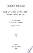 Niccola Nicolini e gli studii giuridici nella prima metà del secolo XIX