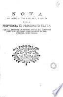 Nota de' luoghi pii laicali, e misti della Provincia di Principato Ultra i quali, secondo la riforma fatta nel corrente anno 1788, debbono corrispondere la prestazione, come siegue