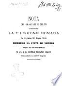 Nota dei graduati e militi componenti la 1. Legione romana che il giorno 10 giugno 1848 difesero la citta di Vicenza