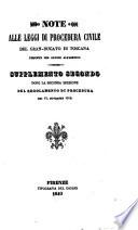 Note alle leggi di procedura civile del Gran-ducato di Toscana, disposte per ordine alfabetico supplemento secondo dopo la seconda edizione del regolamento di procedura del 15 novembre 1814