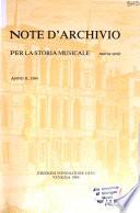Note d'archivio per la storia musicale
