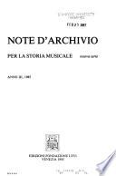 Note d'archivio per la storia musicale