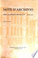 Note d'archivio per la storia musicale