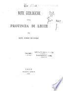 Note geologiche sulla Provincia di Lecce