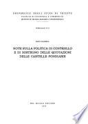 Note sulla politica di controllo e di sostegno delle quotazioni delle cartelle fondiarie