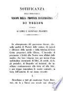 Notificanza degli infrascritti vescovi della provincia ecclesiastica di Torino intorno ai libri e giornali proibiti