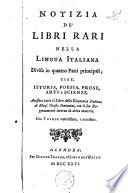 Notizia de libri rari nella lingua italiana