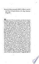 Notizie di due pregiabili mss. di rime antiche dal prof. Ciampi dirette al ch. sig. Gaetano Poggiali