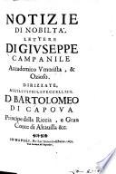 Notizie di Nobilta, Lettere di Giuseppe Campanile Accademico Umorista ed Ozioso ...