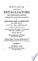 Notizie istoriche degli intagliatori