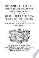 Notizie istoriche delle chiese fiorentine divise ne'suoi quartieri