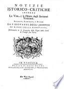 Notizie istorico-critiche intorno la vita, e le opere degli scrittori viniziani