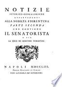 Notizie Istorico-Genealogiche appartenenti alla Nobiltà Fiorentina