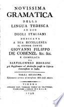 Novissima Gramatica Della Lingua Tedesca Ad Uso Degli Italiani
