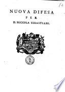 Nuova difesa per d. Niccola Sebastiani [Andrea Tontulo]