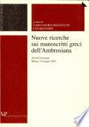 Nuove ricerche sui manoscritti greci dell'Ambrosiana