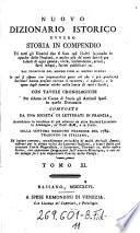 Nuovo Dizionario istorico ovvero storia in compeniio di tutti gli uomini che si sono resi illustri segnando le epoche delle nazioni ... sulla settimo edizione francese del 1789. Trad. in italiano