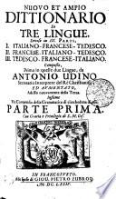 NUOVO ET AMPIO DITTIONARIO Di TRE LINGUE