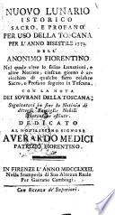Nuovo lunario istorico... per uso della Toscana