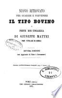 Nuovo ritrovato per guarirre e prevenire il tifo bovino o peste bos-ungarica