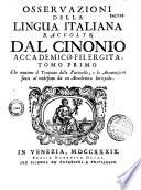 Observazioni della lingua italiana raccolte dal ... academica filergita