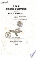 Ode Anacreontica sulla Ruvo Appula