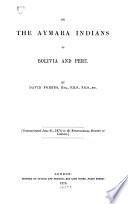 On the Aymara Indians of Bolivia and Peru