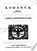 Onomasticum romanum auctore Felice Felicio Sabino Montopolitano e Societate Iesu