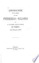 Onoranze rese alla memoria del conte Federigo Sclopis