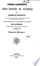 Opere complete medico-pratiche ed anatomiche