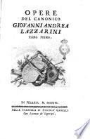 Opere del Canonico Giovanni Andrea Lazzarini