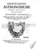 Opere del dottore Eustachio Manfredi