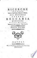 Opere diverse del marchese Cesare Beccaria Bonesana patrizio milanese. Parte prima (-terza)