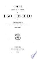 Opere Edite E Postume Di Ugo Foscolo