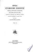 Opere storiche inedite sulla città di Palermo ed altre città siciliane0
