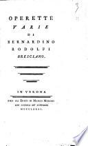 Operette varie di Bernardino Rodolfi bresciano
