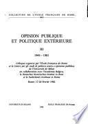 Opinion Publique Et Politique Extérieure: 1945-1981