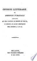 Opinioni letterarie applicate ad una cantica in morte di Volta, in risposta ad alcune osservazioni del Signor L. G. B. G