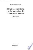 Oralità e scrittura nella narrativa di Tahar Ben Jelloun (1983-1990)