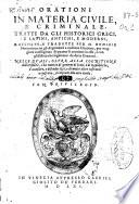 Orationi in materia ciuili e criminale