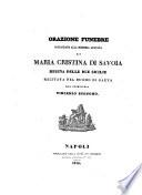 Orazione funebre consacrata alla memoria augusta di Maria Cristina di Savoia regina delle Due Sicilie