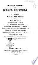 Orazione funebre di Maria Cristina di Savoja regina del regno delle Due Sicilie recitata nel duomo d'Avellino dal canonico teologo Francesco Saverio Jandoli