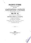 Orazione funebre in lode della ben: memoria del card. Costantino Patrizi ...