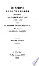 Orazioni di santi padri volgarizzate da classici scrittori italiani scelte da Giuseppe Ignazio Montanari ad uso del ginnasio pesarese