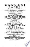 Orazioni sacre composte, e recitate dal padre Carlo Mariano di S. Michele ... nuovamente accresciute