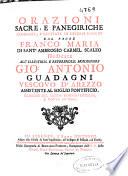 Orazioni sacre, e panegiriche