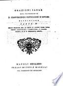 Orazioni sagre del sacerdote d. Gianvincenzo Postiglione d'Apuzzo napoletano parte 1. (-5.)
