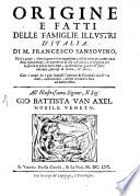 Origine e fatti delle famiglie illustri d'Italia