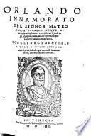 Orlando innamorato, insieme co i tre libri di Nicolo degli Agostini